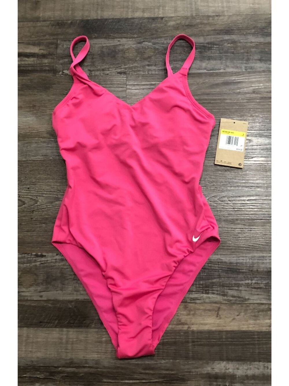 Nike Swim Effortless Essentia Small Pink V-Neck One-Piece Swimsuit NEW